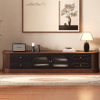 Retro color-blocking design TV cabinet