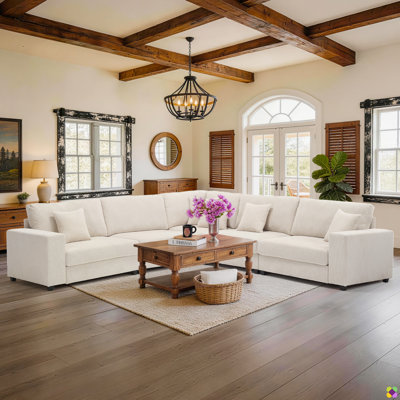  Wartow 108.5"W Corduroy Upholstered 5 - Piece Sectional, RAF, LAF, Symmetrical
