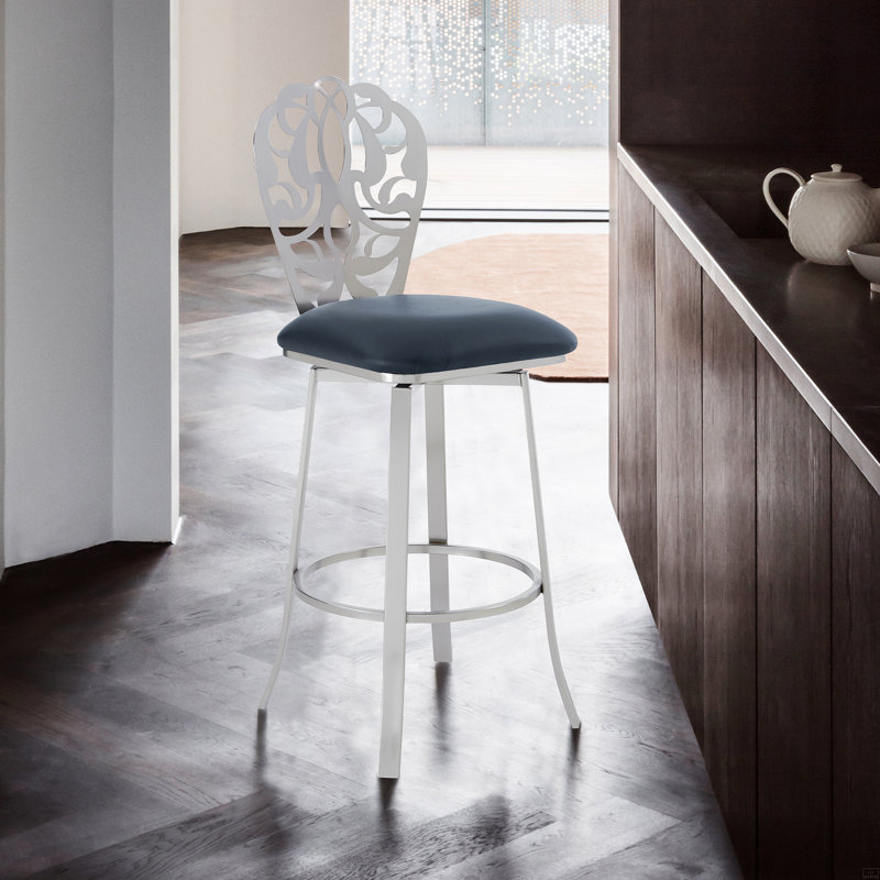 Tabouret de bar de 30 po de hauteur en acier inoxydable brossé et similicuir