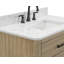 Meuble-lavabo simple 36 po avec comptoir en quartz blanc, lavabo et dosseret Safford. Placage de chêne. Pré-assemblage