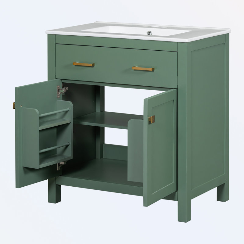 Armoire de salle de bain autoportante, Vert