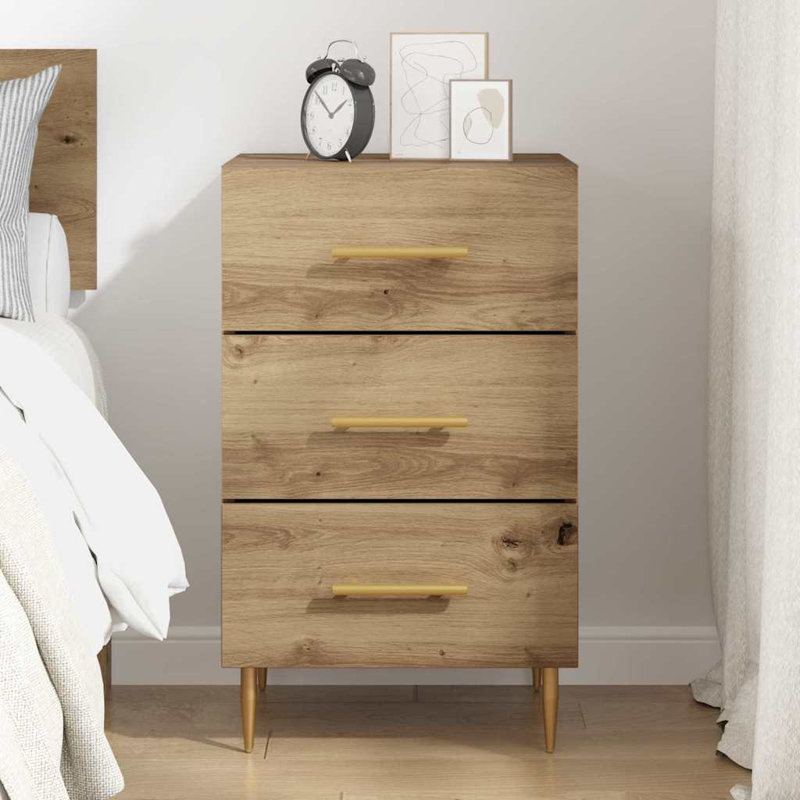 40cm W Manufactured Wood Bedside Table, Natural