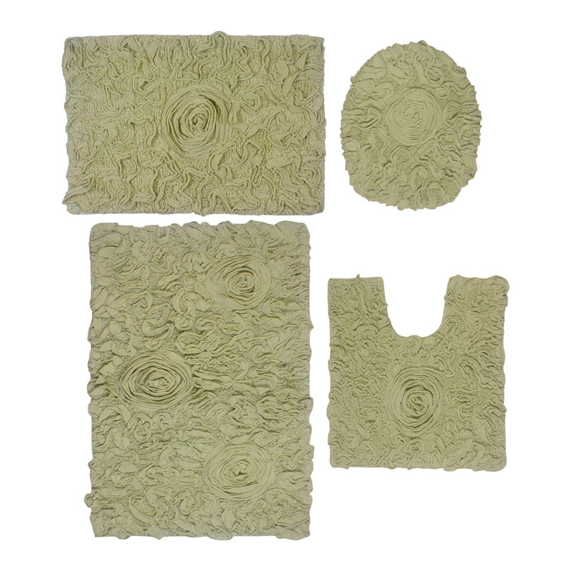 Ensemble de 4 tapis de bain touffetés à la machine Orobosa Collection (ensemble de 4), Vert