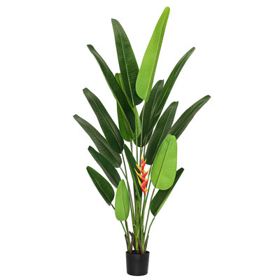 7ft Artificial Travelers Palm Tree Tropical Plant in Black Pot