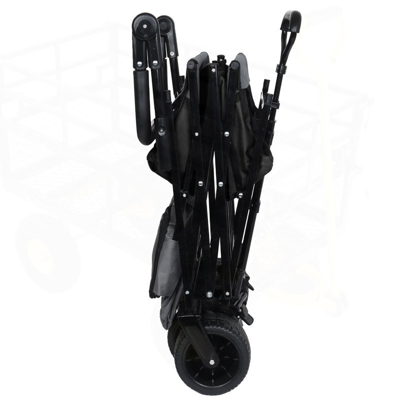 Chariot pliable avec poignée à pousser de 480 lb avec auvent, roues tout-terrain, conception pliable légère pour le camping et plus
