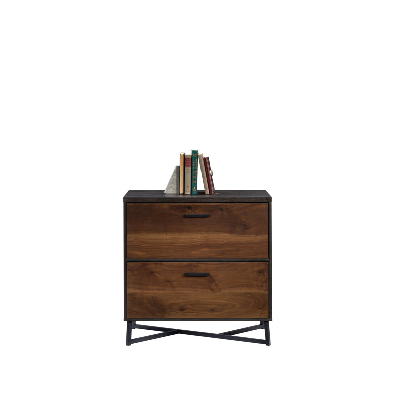 Classeur latéral au design moderne, finition noyer foncé
