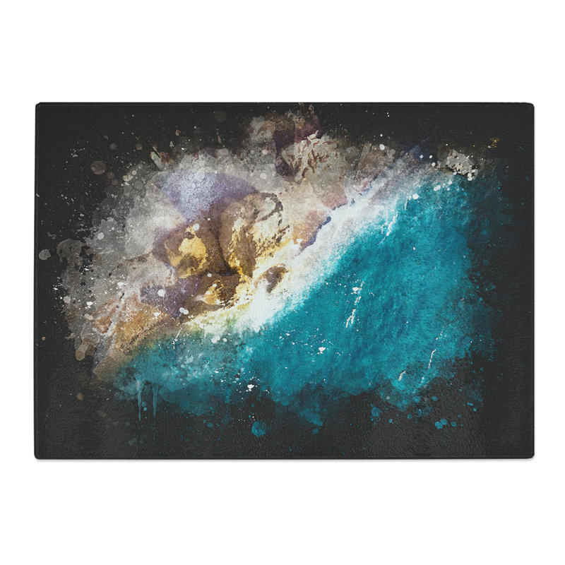 Shoreline in Rhodes in Greece Paint Splash Chopping Board, 20cm W x 28.5cm L