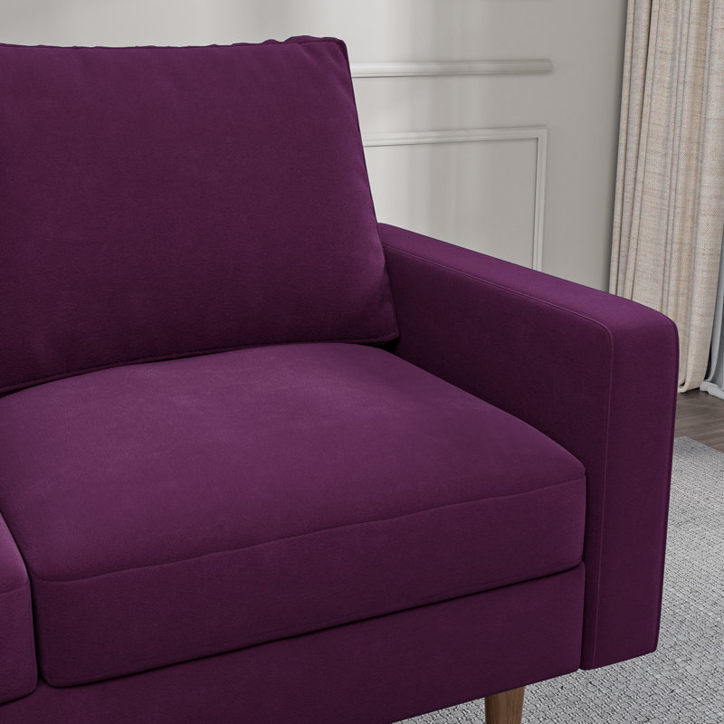 Markham Square Arm Sofa Loveseat, Eggplant Velvet, 33" H x 70" W x 32" D