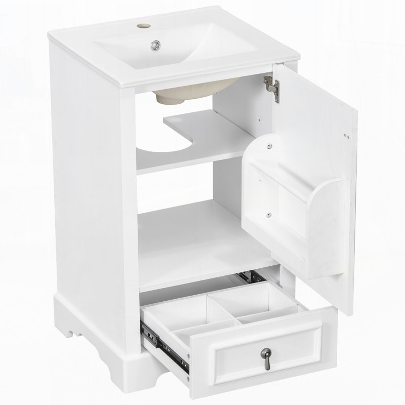 Meuble-lavabo 20 po avec lavabo en céramique, Blanc
