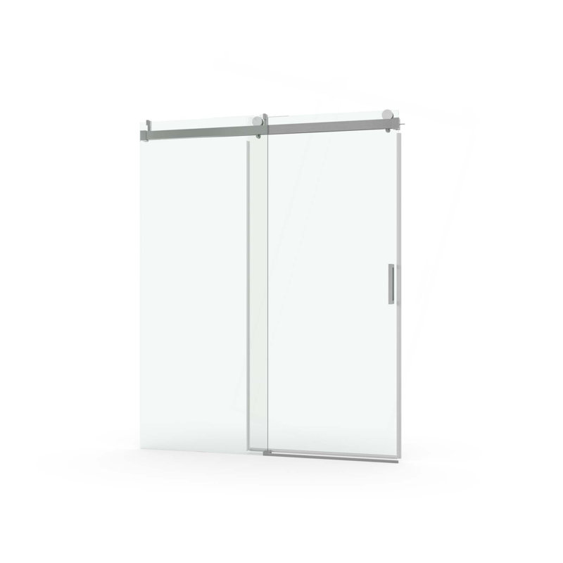 Porte de douche coulissante simple sans cadre à fermeture en douceur, verre trempé avec revêtement facile à nettoyer