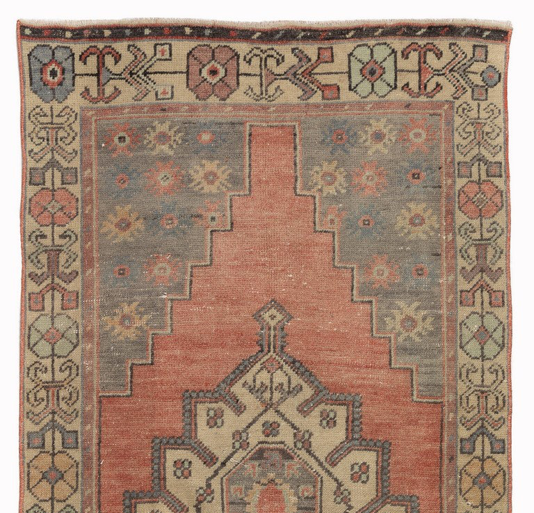 Tapis tribal rétro, laine douce et couleurs naturelles, tapis turc