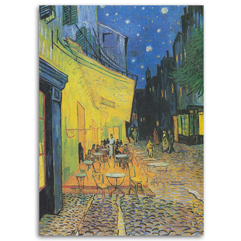 Terrace Of A Cafã© At Night' - V. Van Gogh Reproduction - No Frame Print on Canvas, 90cm H x 60cm W