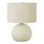 Lampe de table, base sphérique en céramique texturée 18 po, abat-jour en lin ivoire