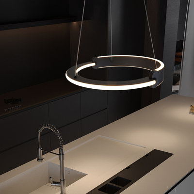 Single Ring Chandelier Round Circle Led Kitchen Island Pendant Remote Dimming