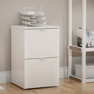Dallas Modern 2-Drawer Nightstand/Small Desk - Versatile Storage - W17.8" - White