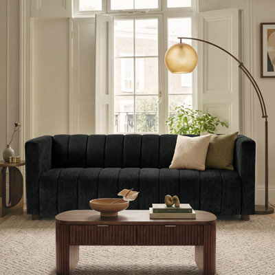 Anorea 207cm W Modern Boucle Fabric Channel Tufted Sofa