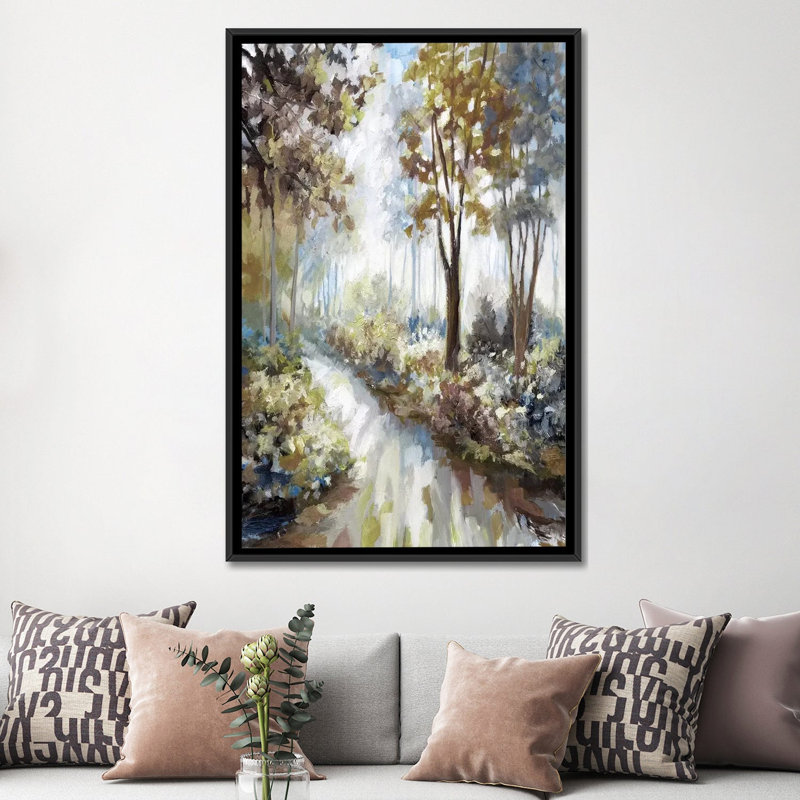 « glenwoods », reproduction sur toile, H 26 po x l 18 po x P 1,5 po, Toile avec cadre noir, Pas de tapis