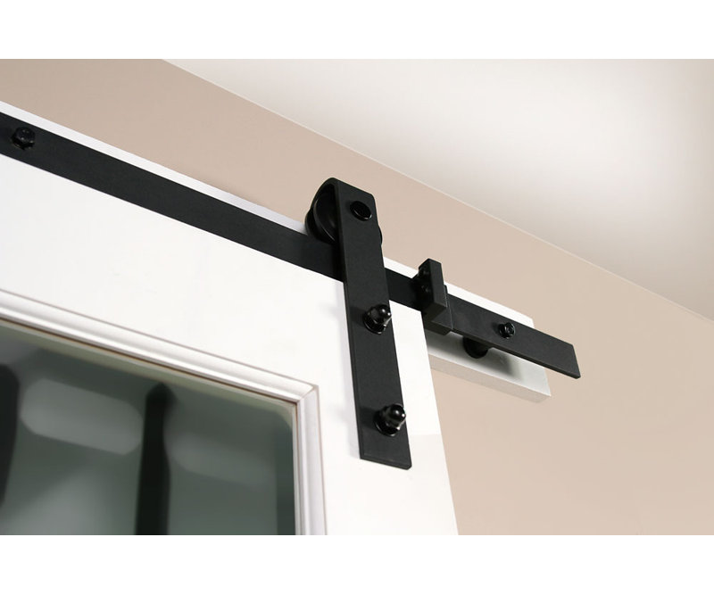 Matte Black Steel 96" Sliding Barn Door Hardware Kit