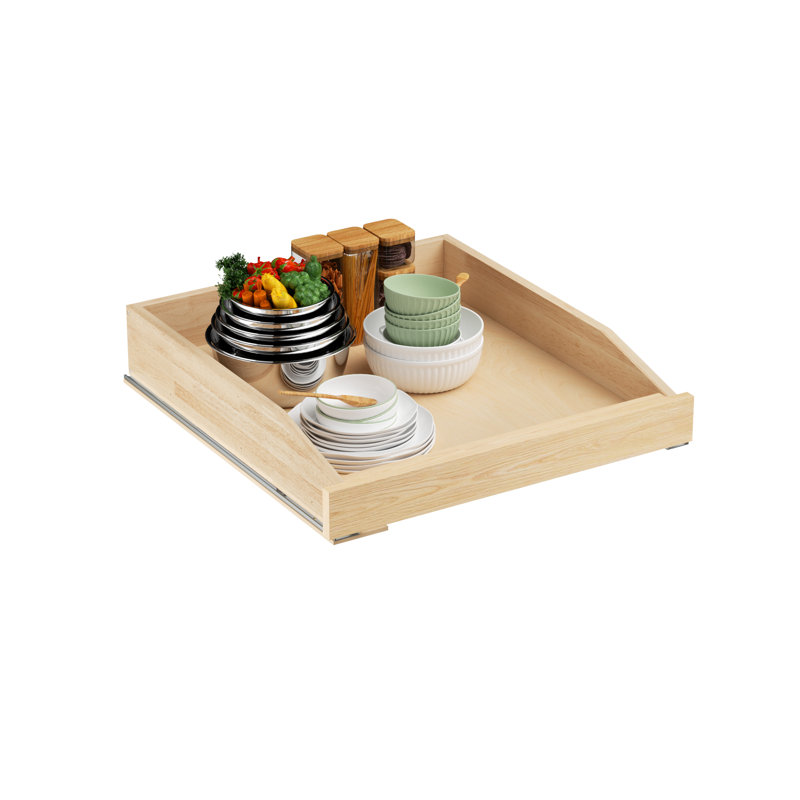 Tablettes de rangement coulissantes en bois à fermeture en douceur Rashun, H 3,74 po x l 19,5 po x P 21 po