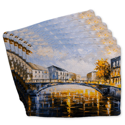 Bridge by a Sunny Day Braided Polyester Placemats - Set of 6