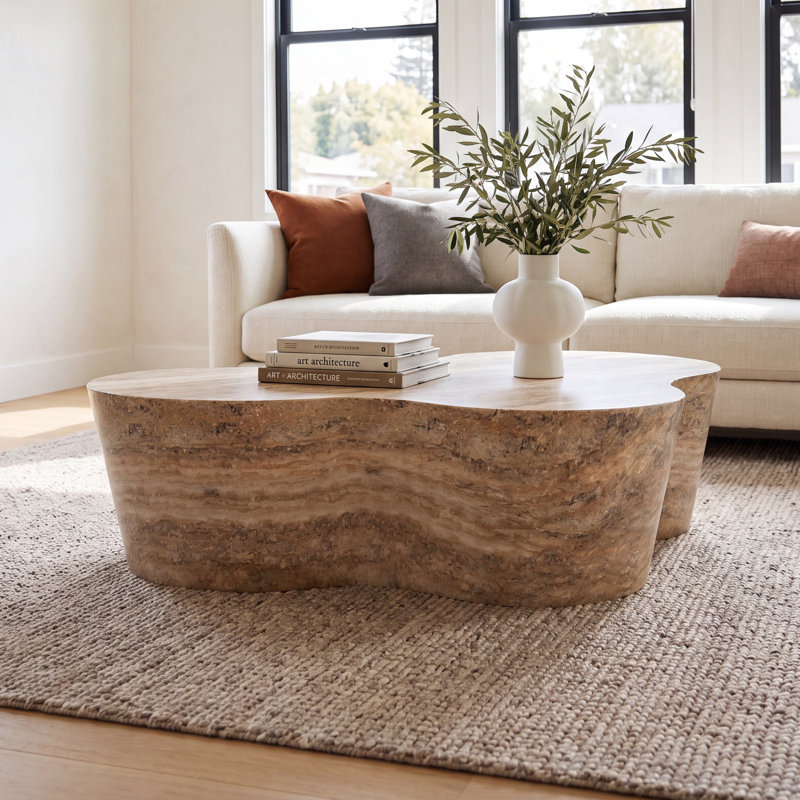 Solay Slab Coffee Table, Travertine