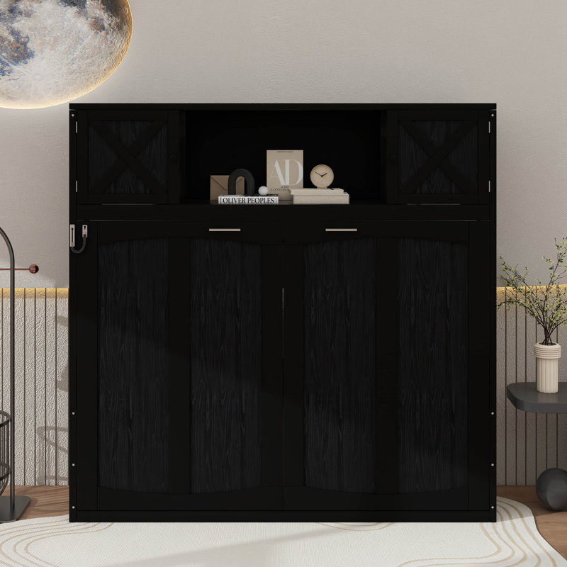 Lit escamotable double avec armoires de rangement