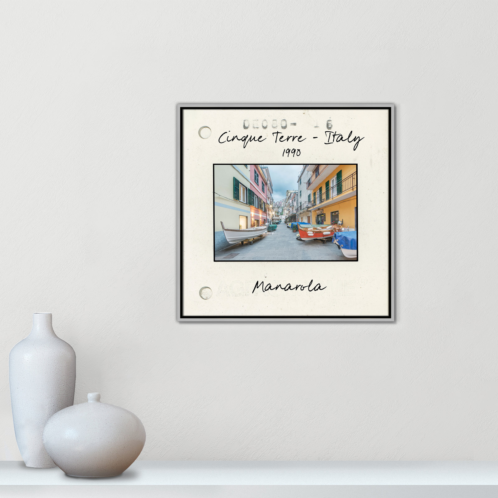 Ritona "Cinque Terre - Manarola" Print, Silver Floater Framed Canvas, 25.5" H x 25.5" W x 2" D
