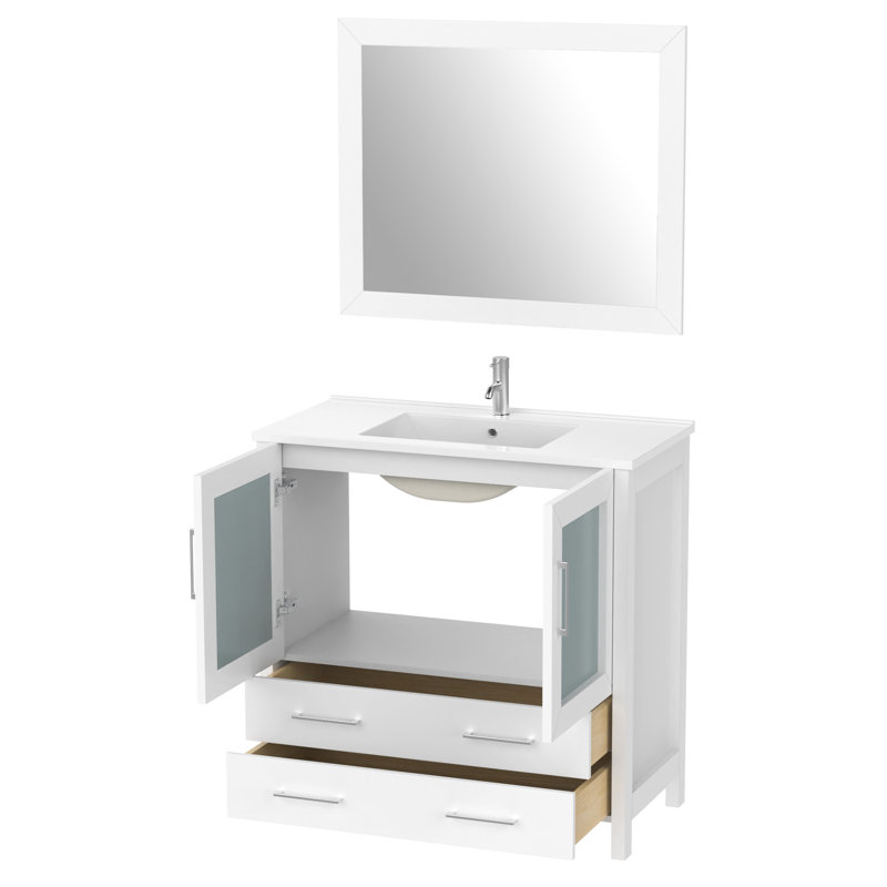  36" Single Bathroom Vanity Set with Mirror, White