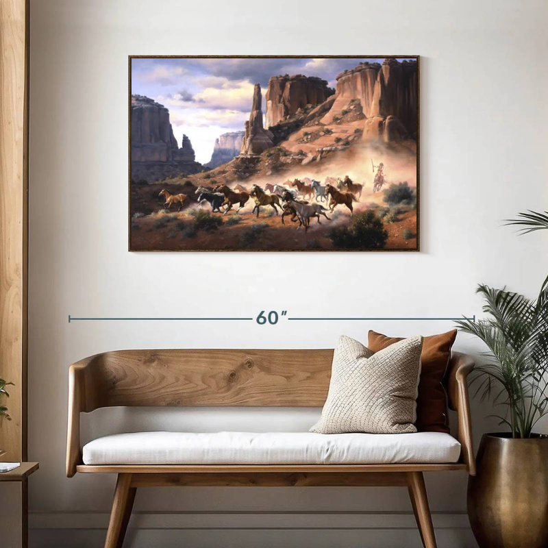 Grès et chevaux volés, Cadre flottant noyer, 43 po x 29 po