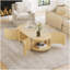 Table basse ovale cannelée avec rangement pour le salon, bois d'hévéa massif, 1 tablette et 2 portes de rangement ouvertes, naturel, 47 po-1416827862