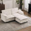 Canapé modulaire réversible en tissu chenille avec repose-pieds flottant et accoudoirs coussinés