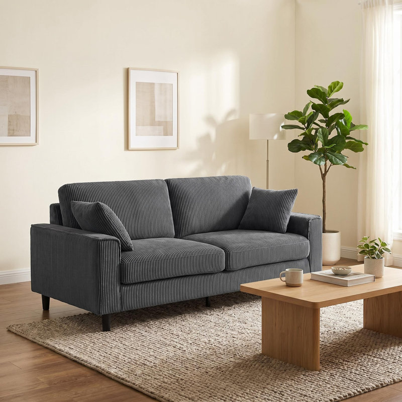 Canapé à accoudoirs carrés 81,8 po, Gris