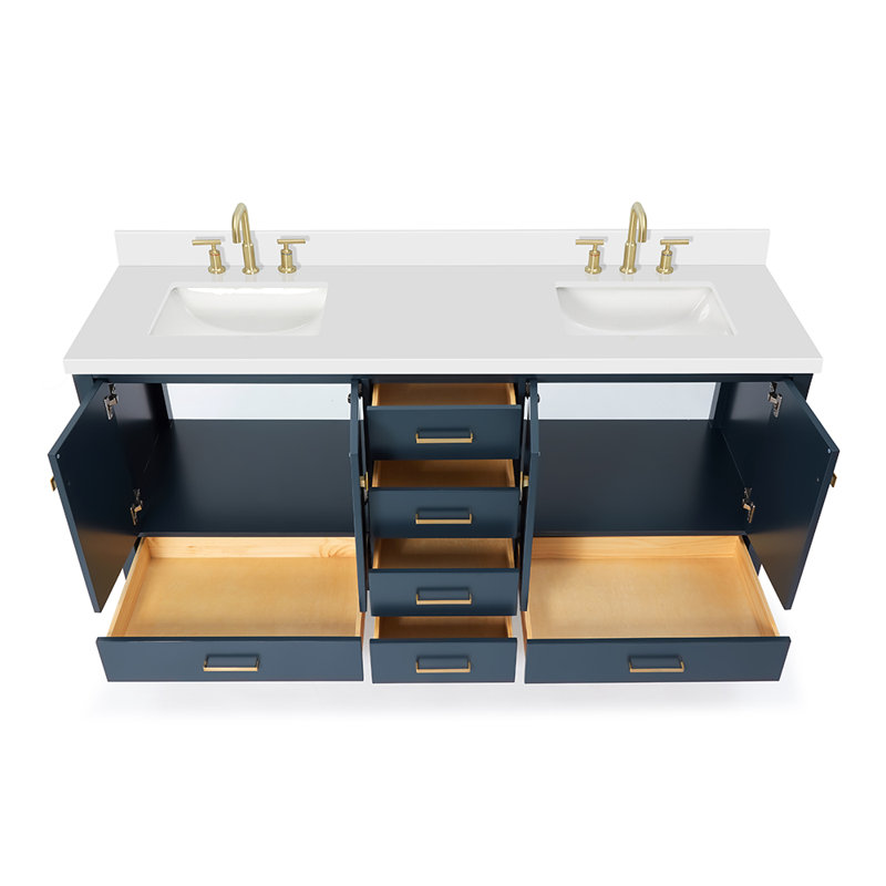 Ensemble de meuble-lavabo double 73 po Cambridge, Bleu minuit
