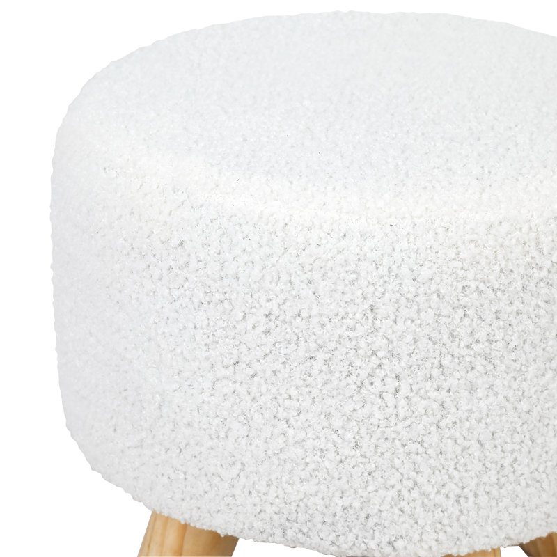 Repose-pieds rond Cenka, 100 % polyester blanc