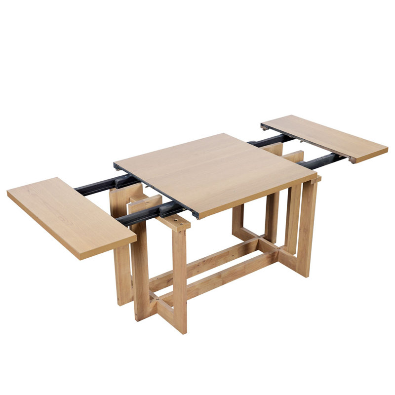 Table de salle à manger extensible rustique de 82 po, table de cuisine à tréteaux avec deux rallonges de 12 po, Naturel