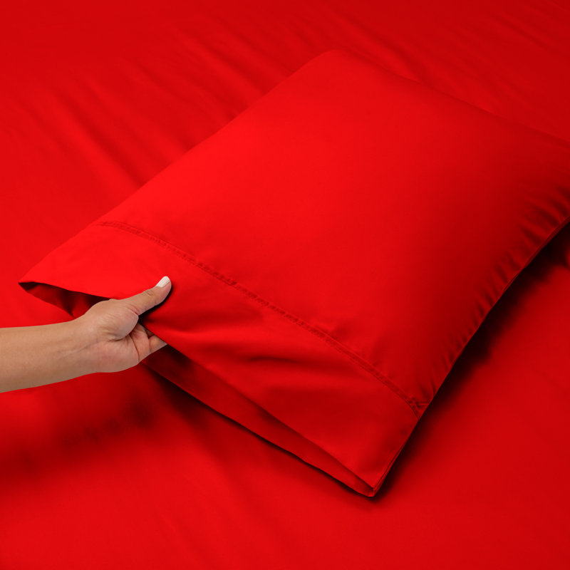 Microfiber Sheet Set, Cherry Red, Full Fitted Sheet