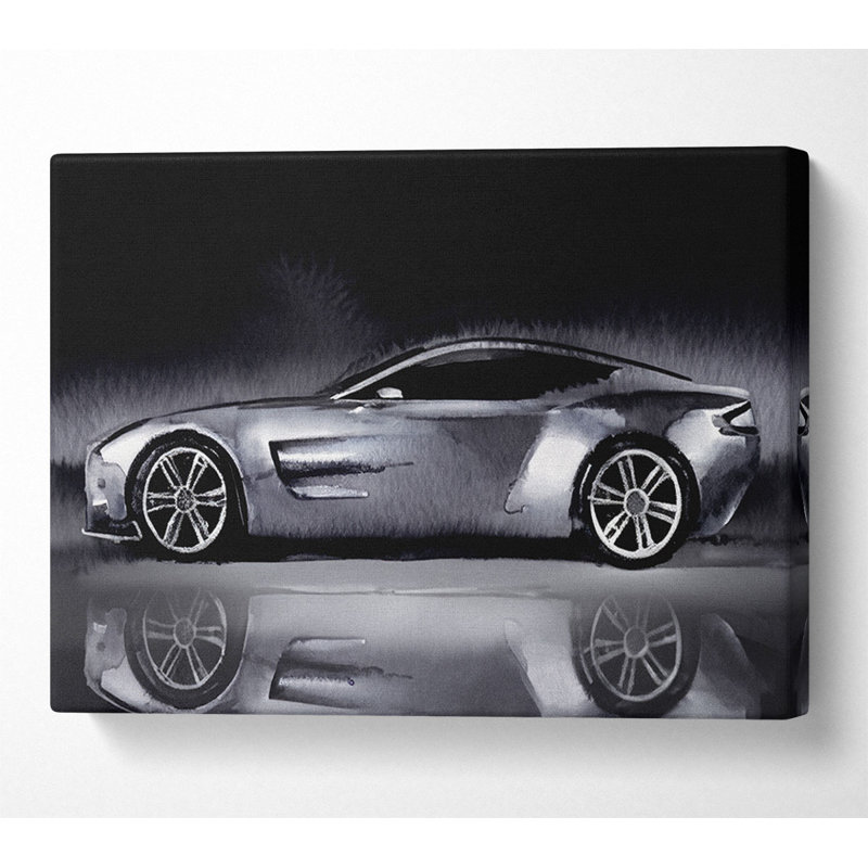 Aston Martin DB9 Silver Side Profile - Wrapped Canvas Print, 66cm H x 106.6cm W x 10cm D