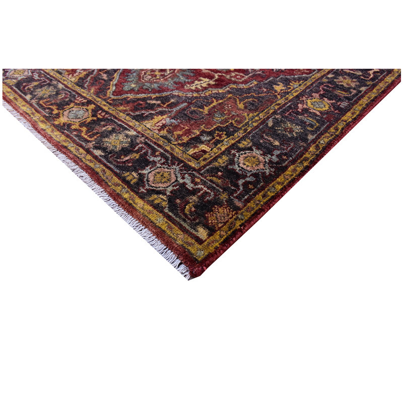 Elegant Wool Oriental Area Rug in Red/Charcoal, Rectangle 10' x 14'