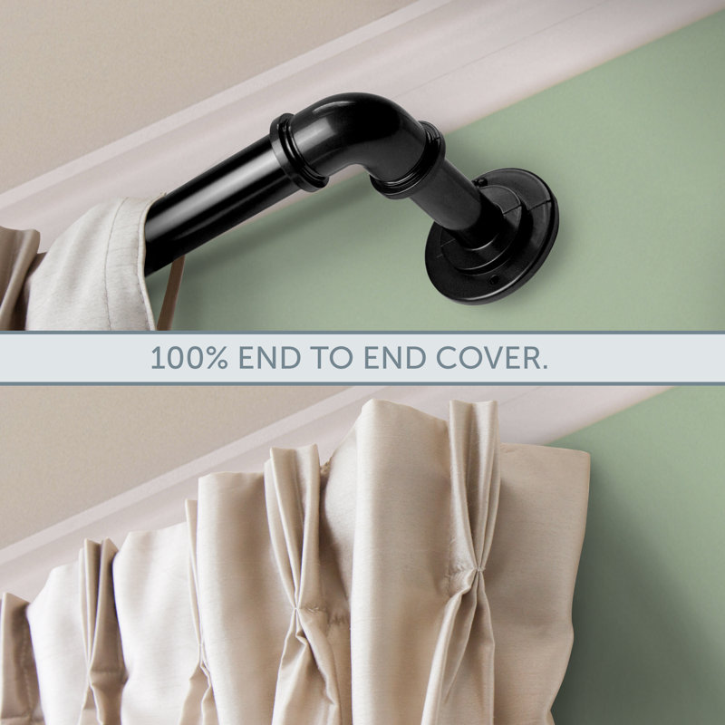 Neasa Single Curtain Rod, 48" - 84", Black