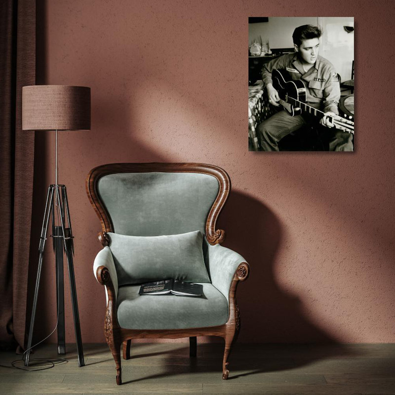 Elvis Presley wearing US Army jacket, 18" H x 14" W