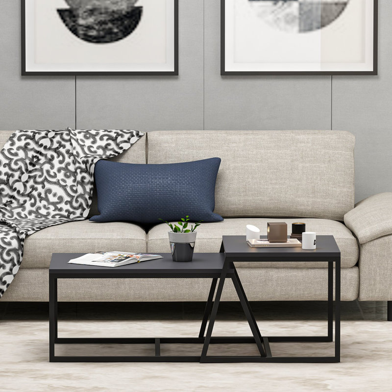 Modern Anthracite Coffee Table with Numerous Shelves, 29.5 x 15.0 x 19.7 Inches | 100% Melamine Coated Particle Board, Thickness: 0.7 Inches | Wall-Mountable, Stylish Industrial Design for Living Room & Office