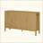 Modern Stripe Door Storage Cabinet, 4-Door Sideboard With Back-Of-Door Storage Racks & Side Hooks, Adjustable Shelves, MDF Cabinet With Aluminum Handles For Living Room, Dining Room-1724166371