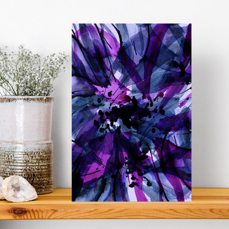 Art contemporain abstrait violet, H 18 po x l 12 po