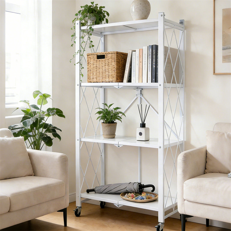4 Tier Folding Shelf with Wheels
