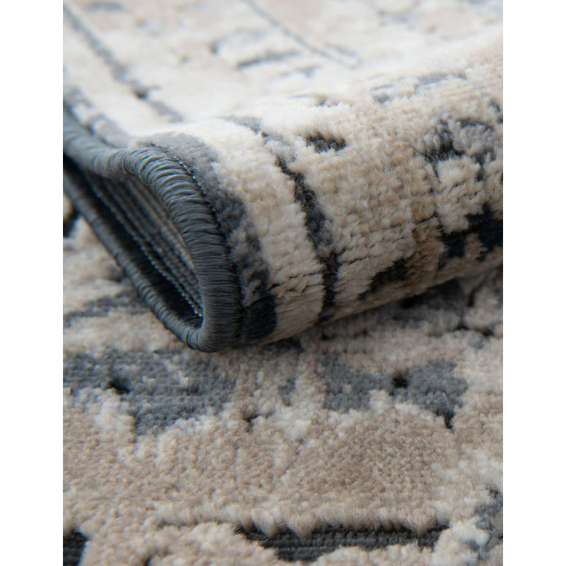 Tapis beige / bleu clair Northrup, Rond 4 pi 1 po
