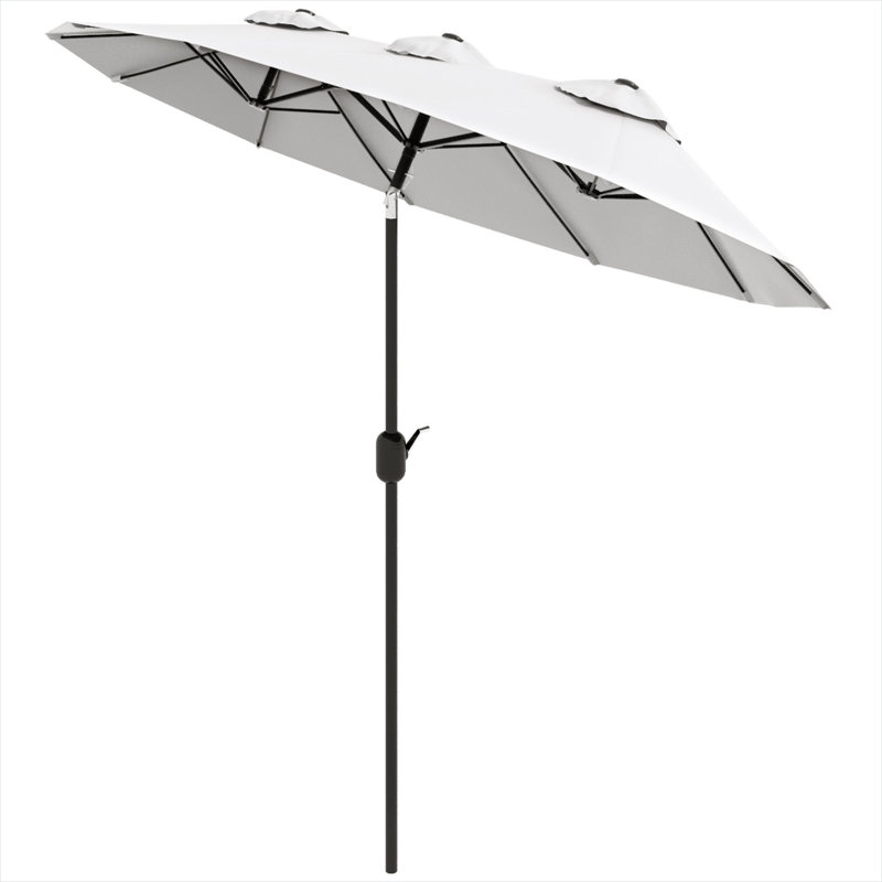 Parasol et accessoires en polyester crème et acier, combinant espace extérieur, beige doux et auvent double face de 9,7 pi