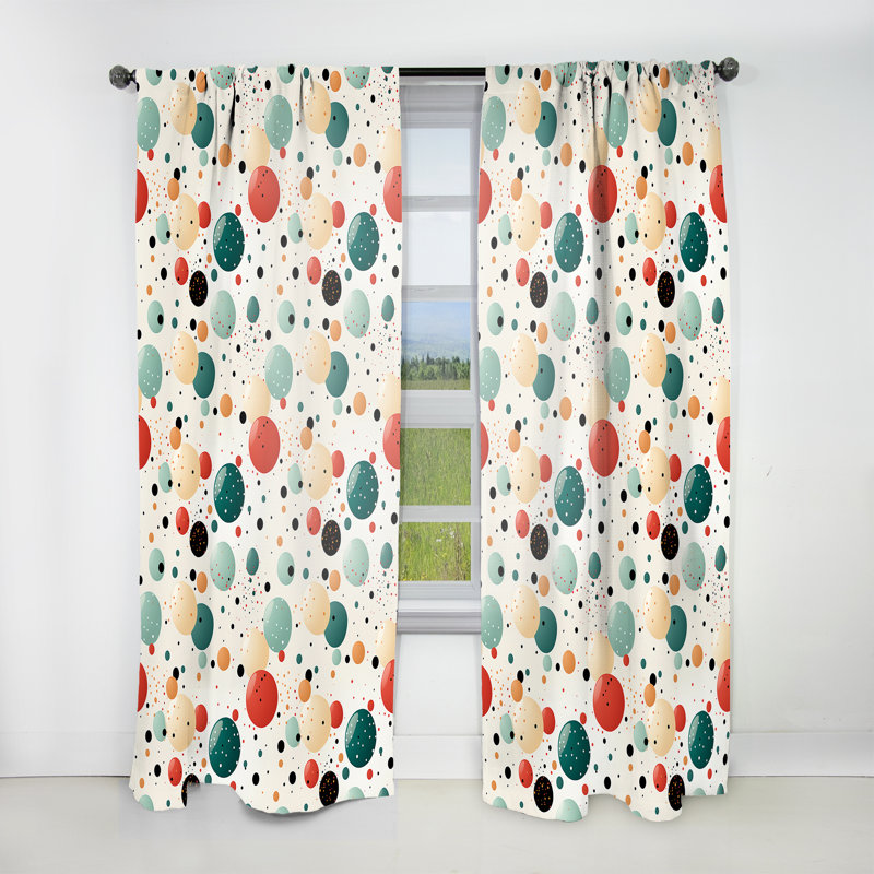 Vintage Charm Polka Dots Pattern - Modern Velvet Curtain - Room Darkening - 1 Panel, 52" W x 95" L