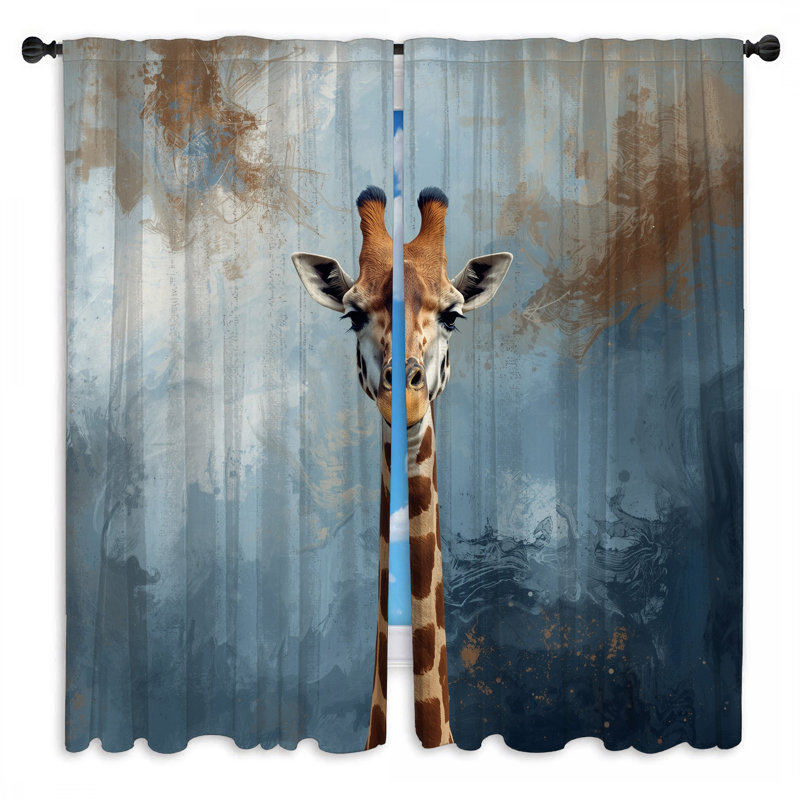 Girafe abstraite avec rideaux obscurcissant - 2 panneaux, 20 po x 60 po - 2 panneaux, Transparent