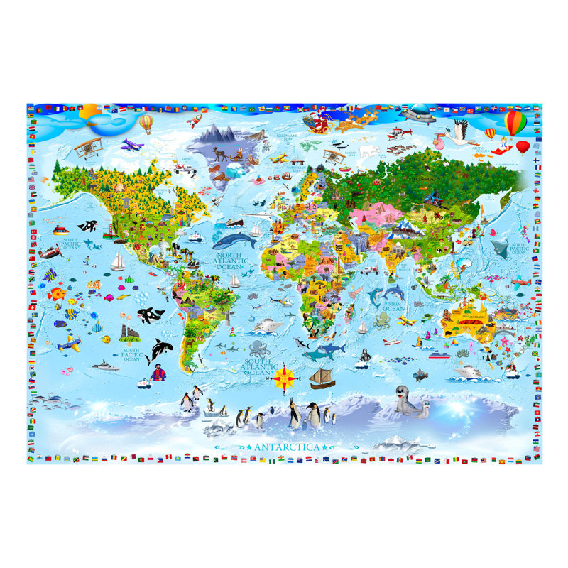 World Map for Kids Semi-Gloss Paste the Wall Mural, 400 cm x 280 cm