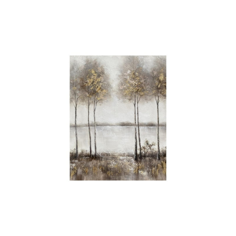 Gold Foil Accented Rustic Tree Theme, Unframed Wall Art, 36 X 24